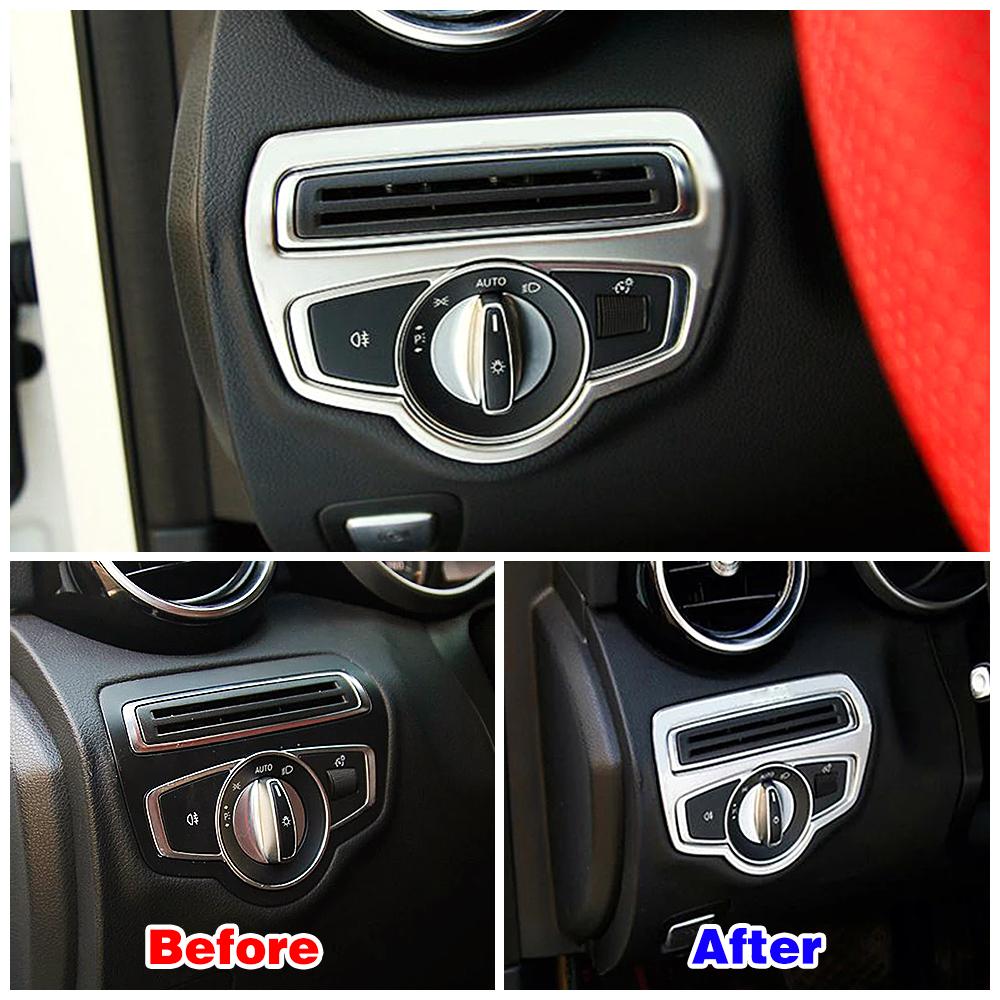 For Mercedes Benz C GLC Class W205 X253 Head Light Lamp Headlight Switch Button Decoration Cover Frame Decorative Trim