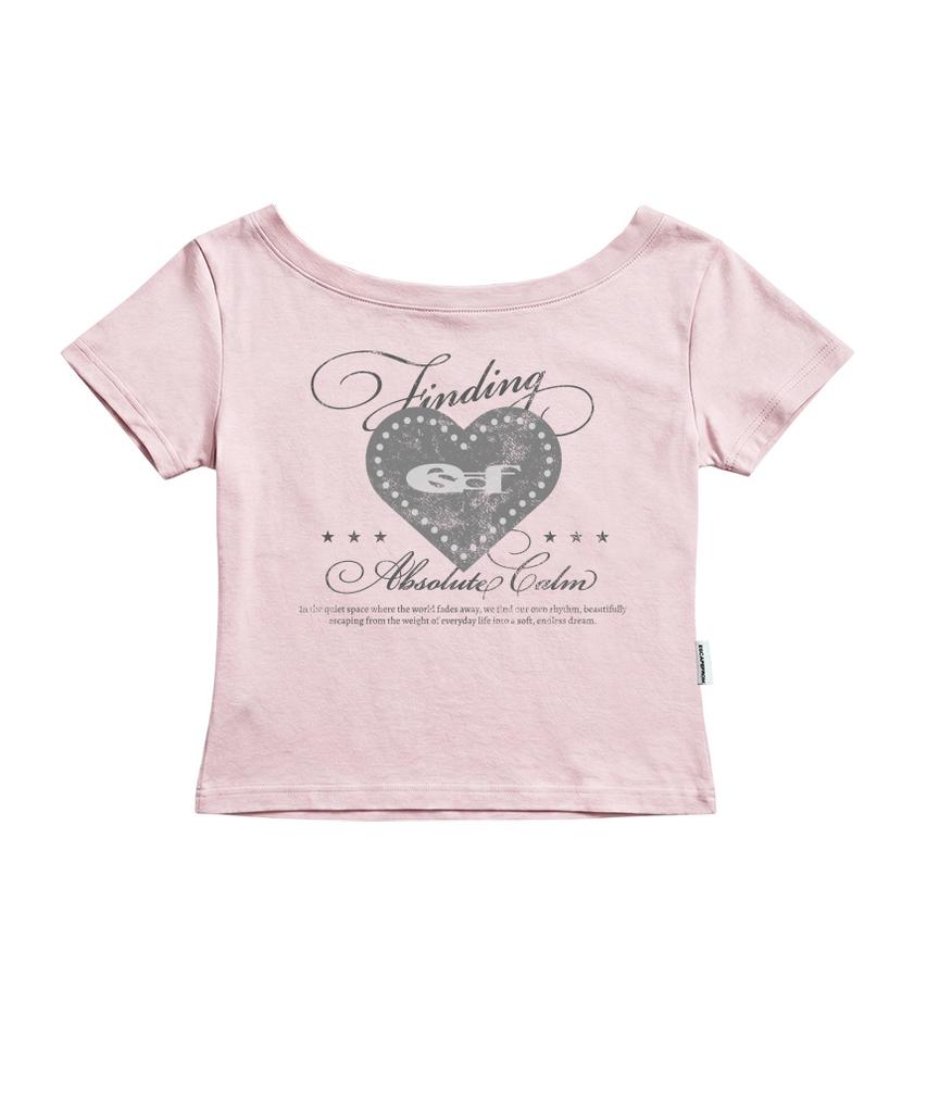 ESCAPEFROM Heart Point Escf Print Boat Neck Slim Fit Short Sleeve T-Shirt [4 Colors]