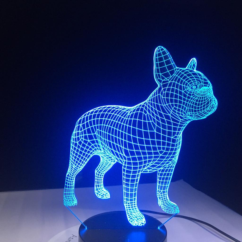 Factory Dropshipping ODM Rechargeable Touch Switch Dog Arylic Panel Box Table Night Lamp 16 Colors Change 3D LED Light