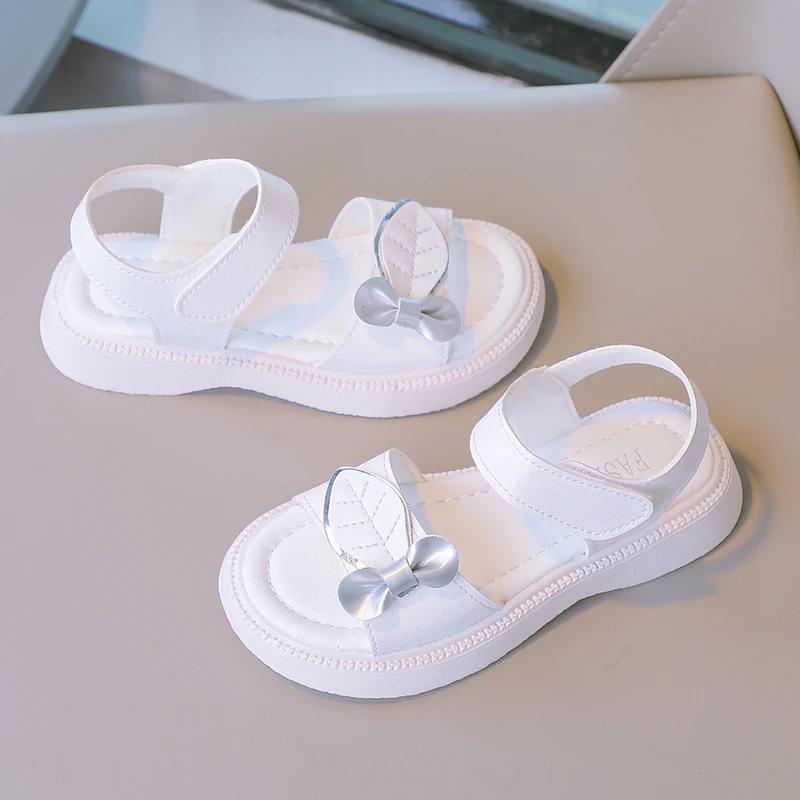 Girls Princess Sandals with Leaves Fashion Kids Summer Beach Shoes Children Causal Shoes Simple Platform Hook & Loop Breatheable
