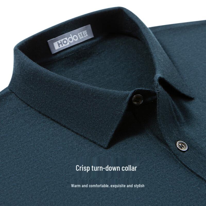 Hodo Men's 100% Wool Machine Washable Polo Sweater