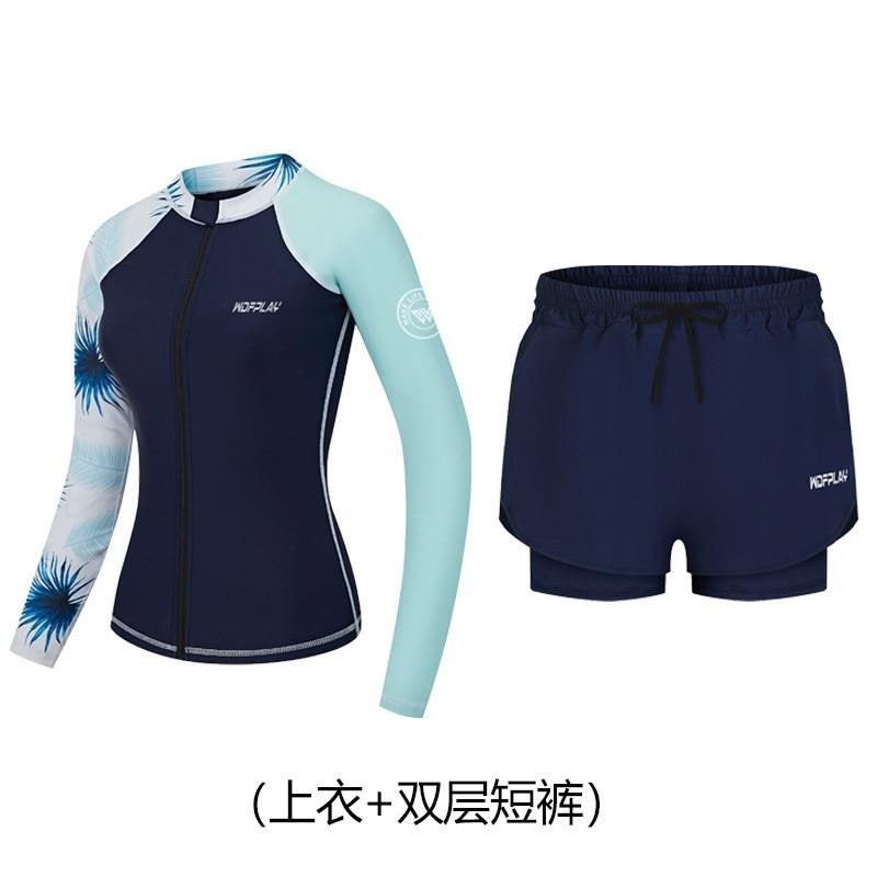 Womens Long Sleeve Rash Guard Set UV Protection Quick Dry Surfing Diving Wetsuit Pants Snorkeling Swimming