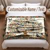 Tree of Life Theme Soft Blanket Personalized Custom Name Text Print Warm Blanket Home Sofa Bedroom Decor