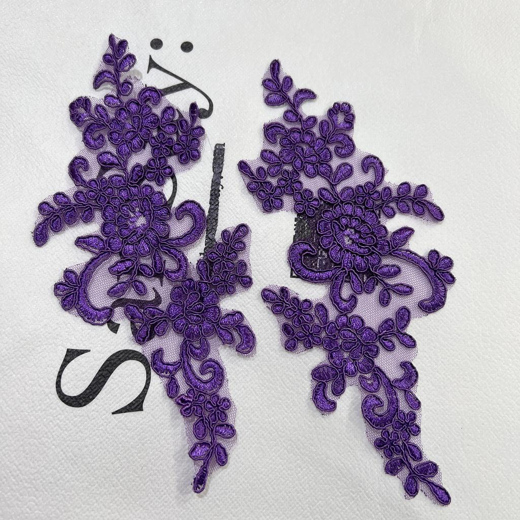 Кружевная аппликация Пришивная нашивка Ткань 1 пара Вышивка Цветок Изысканная отделка Нашивки Поделки Наклейки Сумка Платье Украшение Оптом