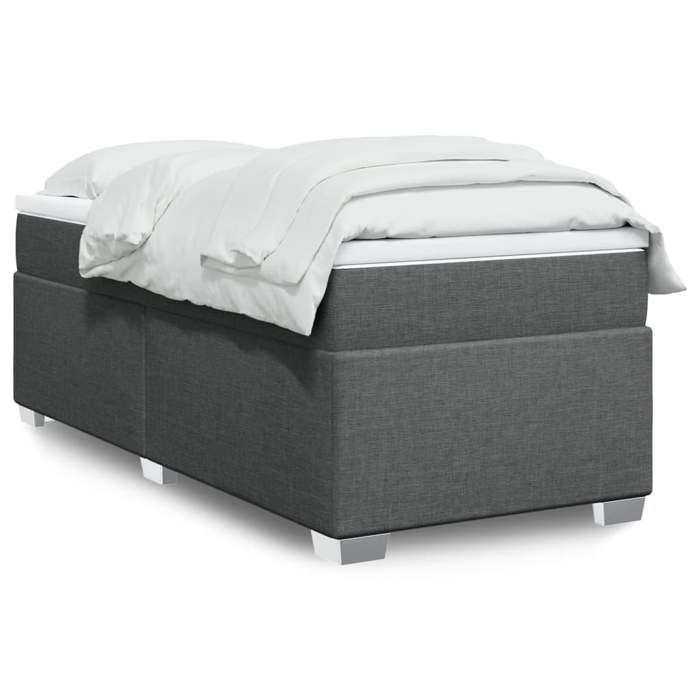 Cadre de lit avec matelas - Maison Exclusive - 80x200 cm - Gris foncé - Relaxation maximale