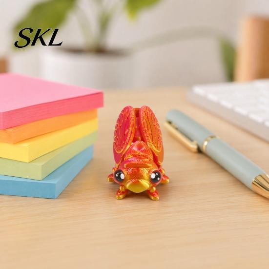 Desktop Insect Ornament 3D Printed Cicada Figurine, Realistic Model with Movable PLA Sculpture Joints, Stress Relief Fidget Toy for Kids Adults Art