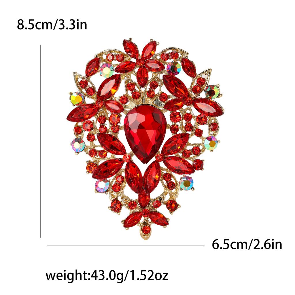 Fashion Exquisite Alloy Large Rhinestone Glass Brooch Exaggerated Temperament Women'S Clothing Corsage Jewelry Pin