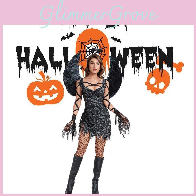 Потрясающий костюм зомби-вампира с крыльями ангела для женщин в стиле темного фэнтези