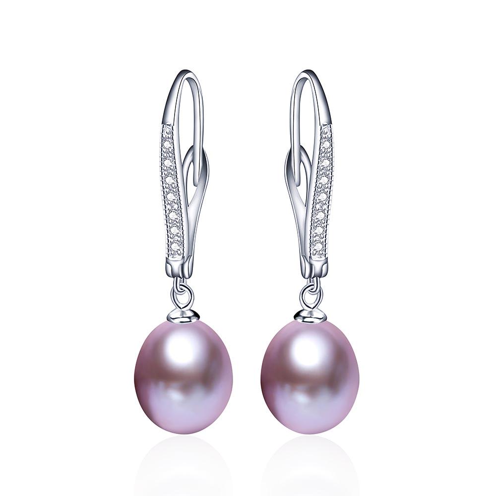 925 Sterling Silver Drop Earrings for Women Fashion Zircon Dangle Earrings Natural Freshwater Pearl Jewelry