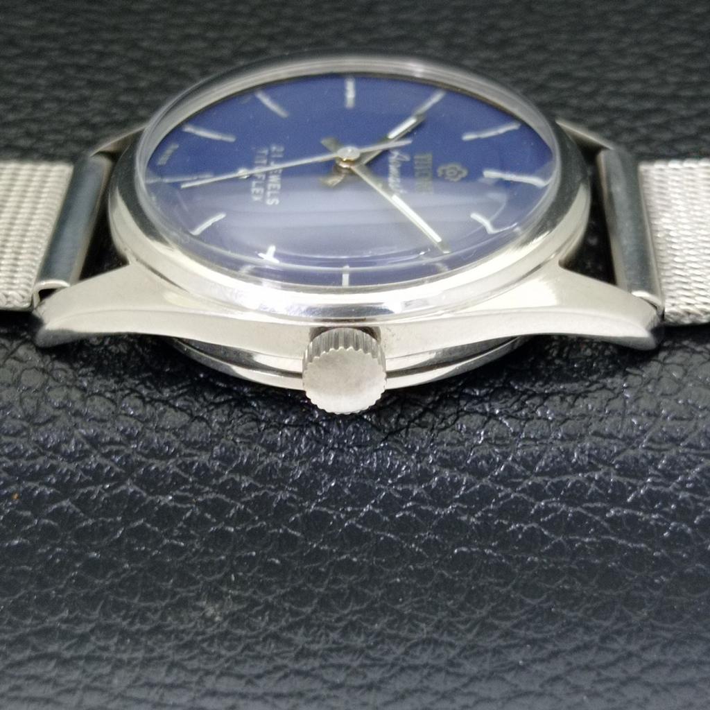 ВИНТАЖНЫЕ ЧАСЫ TITONI AIRMASTER С РУЧНЫМ ЗАВОДОМ TITOFLEX ШВЕЙЦАРСКИЕ МУЖСКИЕ СИНИЕ ЧАСЫ a436444-2