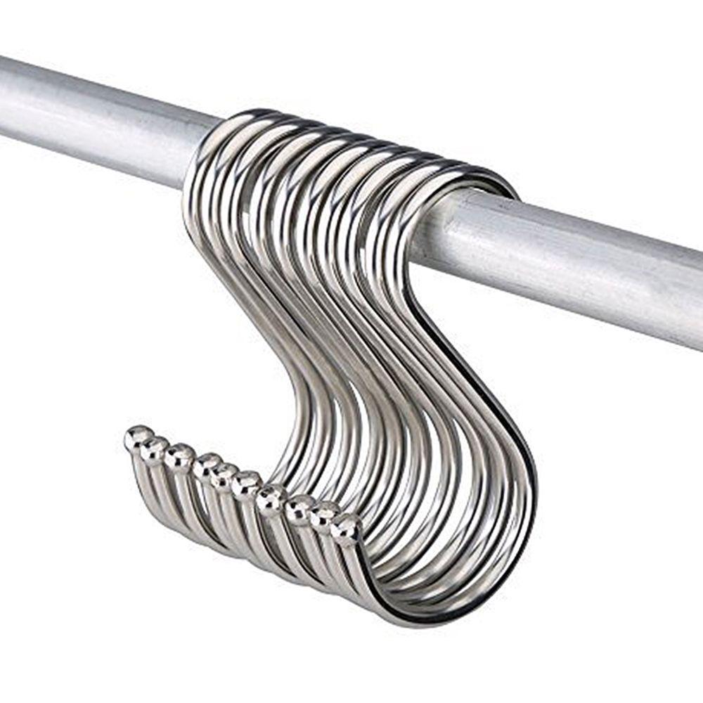 1/5/10Pcs Silver Holder Stainless Steel Clasps Hooks Storage Rack Hanger Hook S Shaped