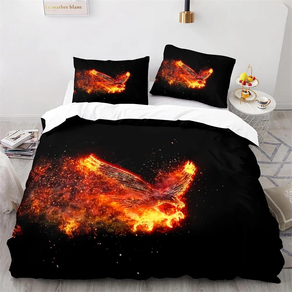 Phoenix Nirvana Duvet Cover Set Soft Fire Patterned Bedding Sets for Children Adults Teens Polyester Comforter Cover King Size
