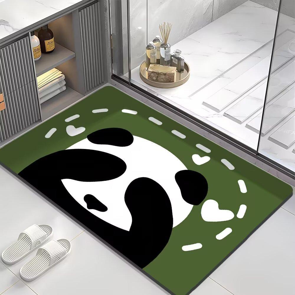 Коврик для ванной комнаты с изображением мультяшной панды, впитывающий воду, быстросохнущий, устойчивый к грязи, противоскользящий, диатомовый грязевой коврик для ног