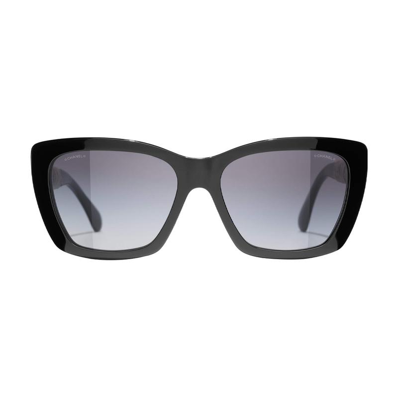 CHANEL Personalized simple fashion trend acetate frame butterfly sunglasses women's black