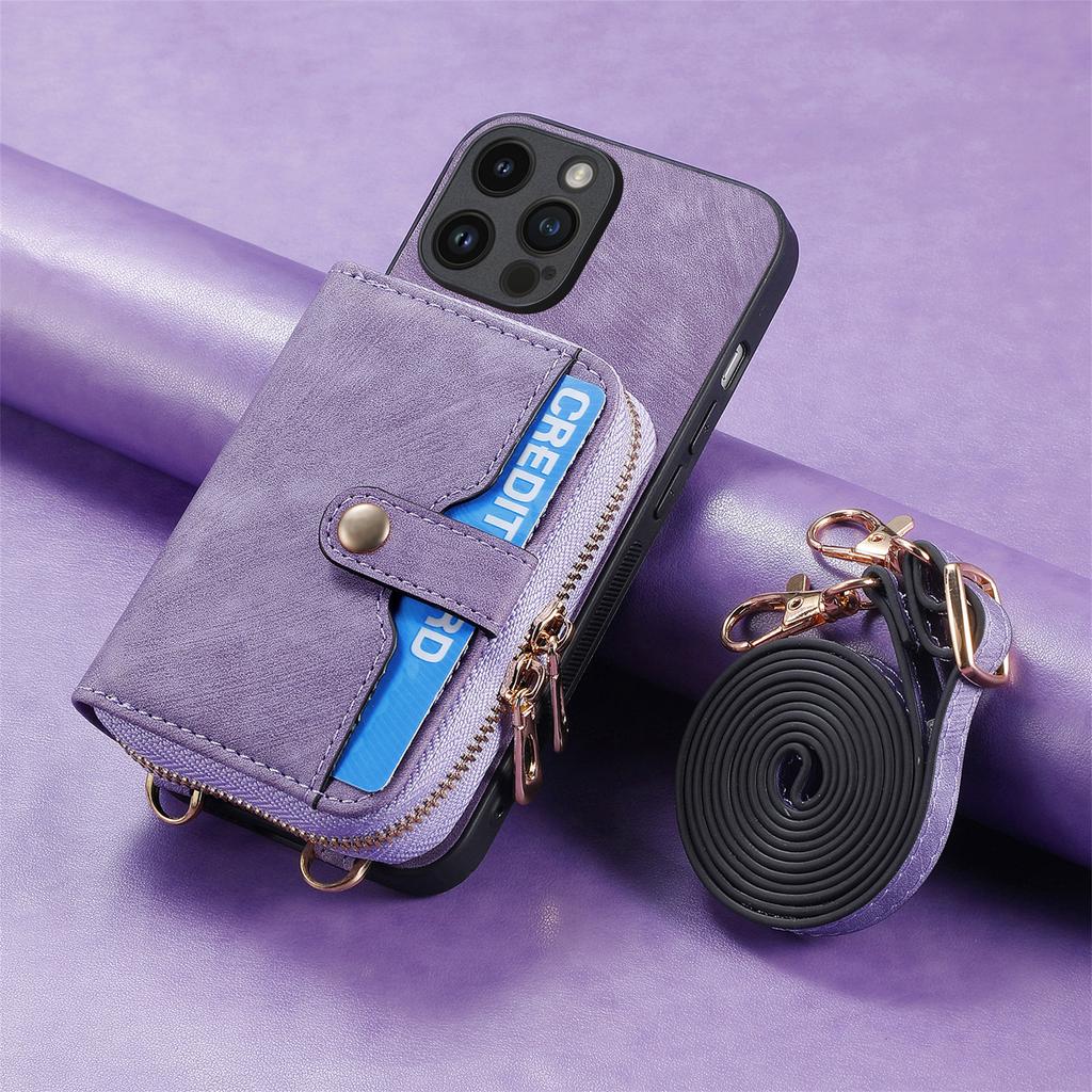 Crossbody Multifunctional Zipper Leather Purse Wallet Case for iPhone 15 14 Plus 13 12 11 Pro Max for Samsung S24 S23 S22 S21 S20 Ultra Plus A15 A25