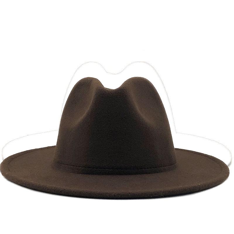 Кофейно-красный Лоскутный Шерстяной Фетр Джазовая Шляпа Федора Женская Панама Унисекс с Широкими Полями Партия Трилби Ковбойская Кепка Мужская Свадебная Шляпа Джентльмена XL