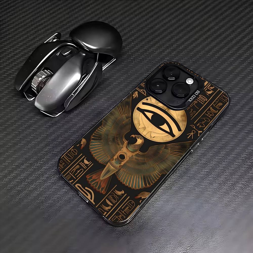 Египетский Глаз Гора Чехол Для Телефона Для iPhone17,16,15,14,13,12,11 Plus,Pro Max Цветной Посеребренный Внутренний Чехол