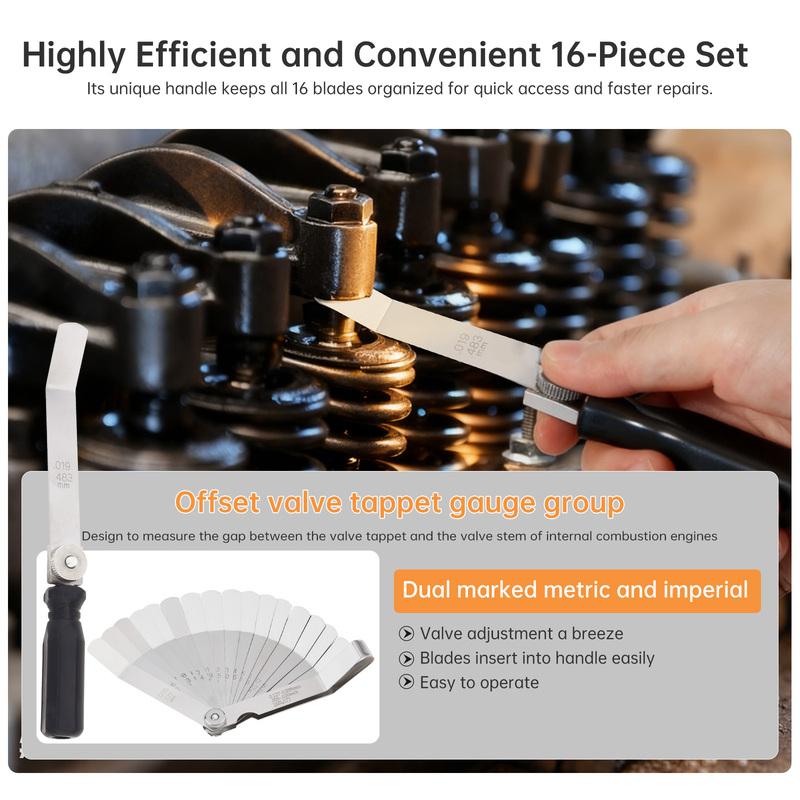 Stainless Steel Offset Valve Tappet Feeler Gauge Set Multi-purpose Measuring Tool Motorcycle Engine Valve Feeler Gauge