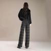 Women's Retro Wool Plaid Velvet-Lined Wide-Leg Pants