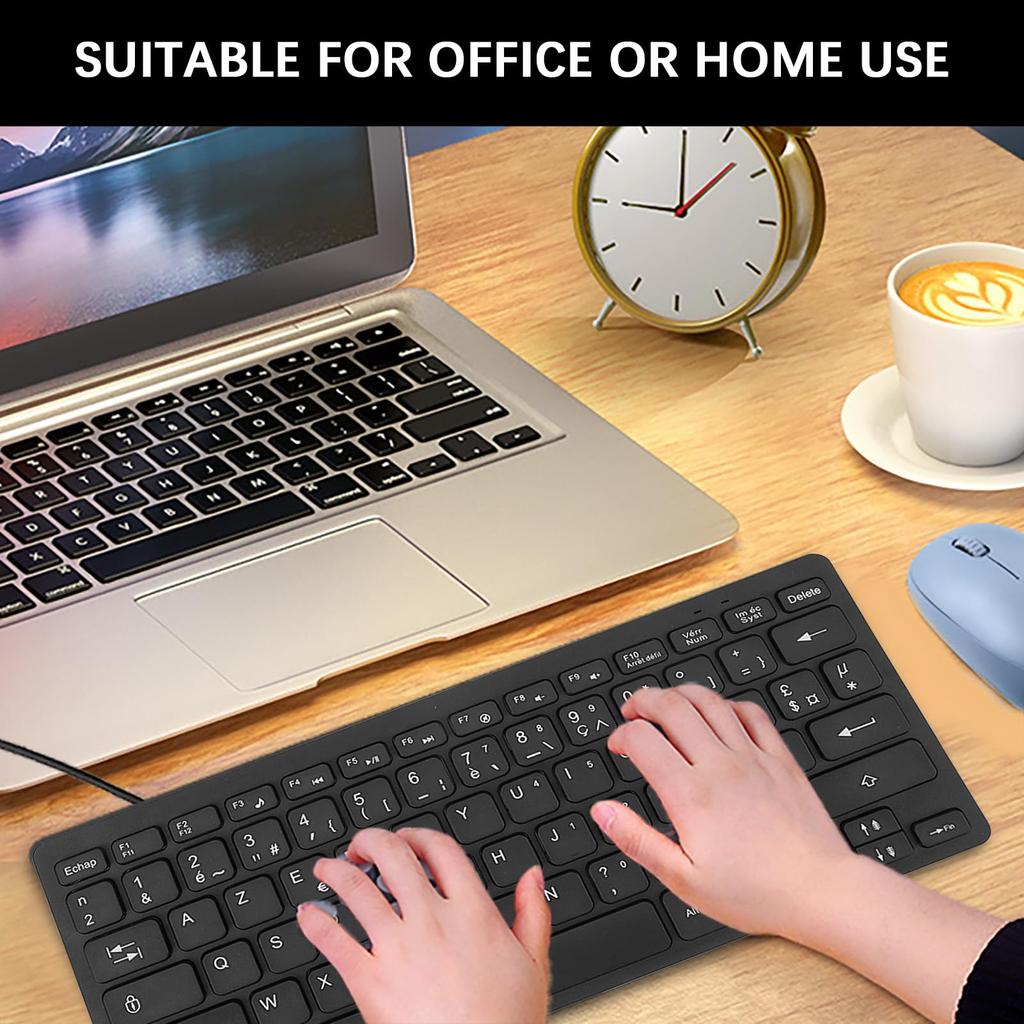 Проводная USB двуязычная клавиатура, 78-клавишная ультратонкая двуязычная клавиатура на немецком, французском, испанском и английском языках, Plug and Play, испанская клавиатура для школы,