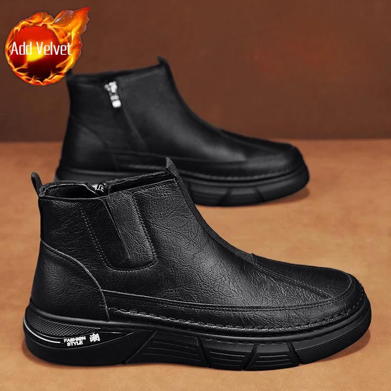 Повседневная хлопковая обувь на платформе Зимняя обувь Мужская Бренды Оригинальные Сделки Роскошная Толстая Плюшевая Обувь Высокого Качества Снежные Ботинки для Мужчин