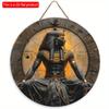 1pc 2d Flat Wood Vintage Egyptian Round Wooden Sign - 20cm Egyptian Mysterious Theme Sign Suitable for Home, Cafe, Apartment, Etc. - Festival, Lover