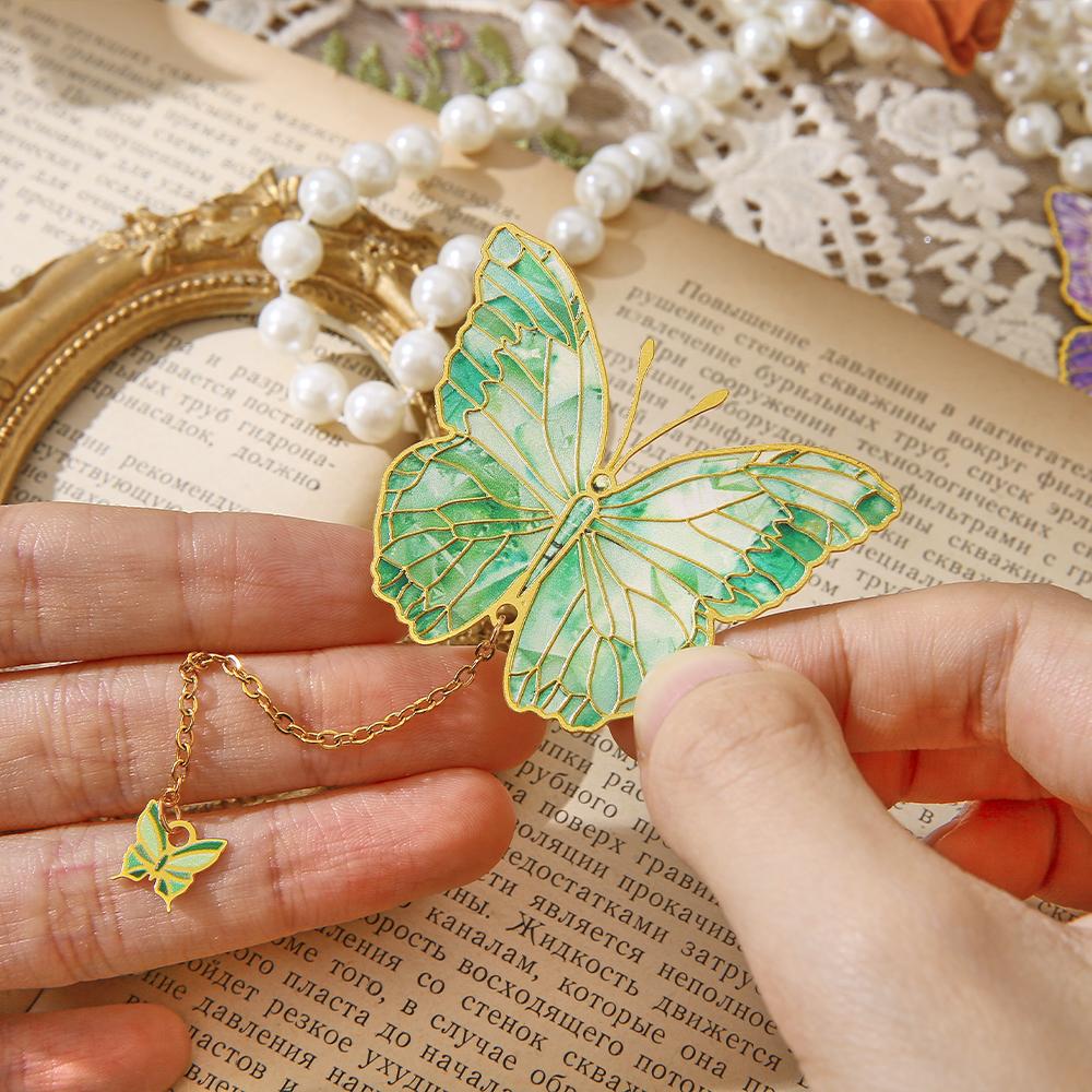 1 шт. Милая бабочка металлическая закладка красочная бронзовая закладка с цепочкой подарки для любителей книг читателей писателей друзей взрослых