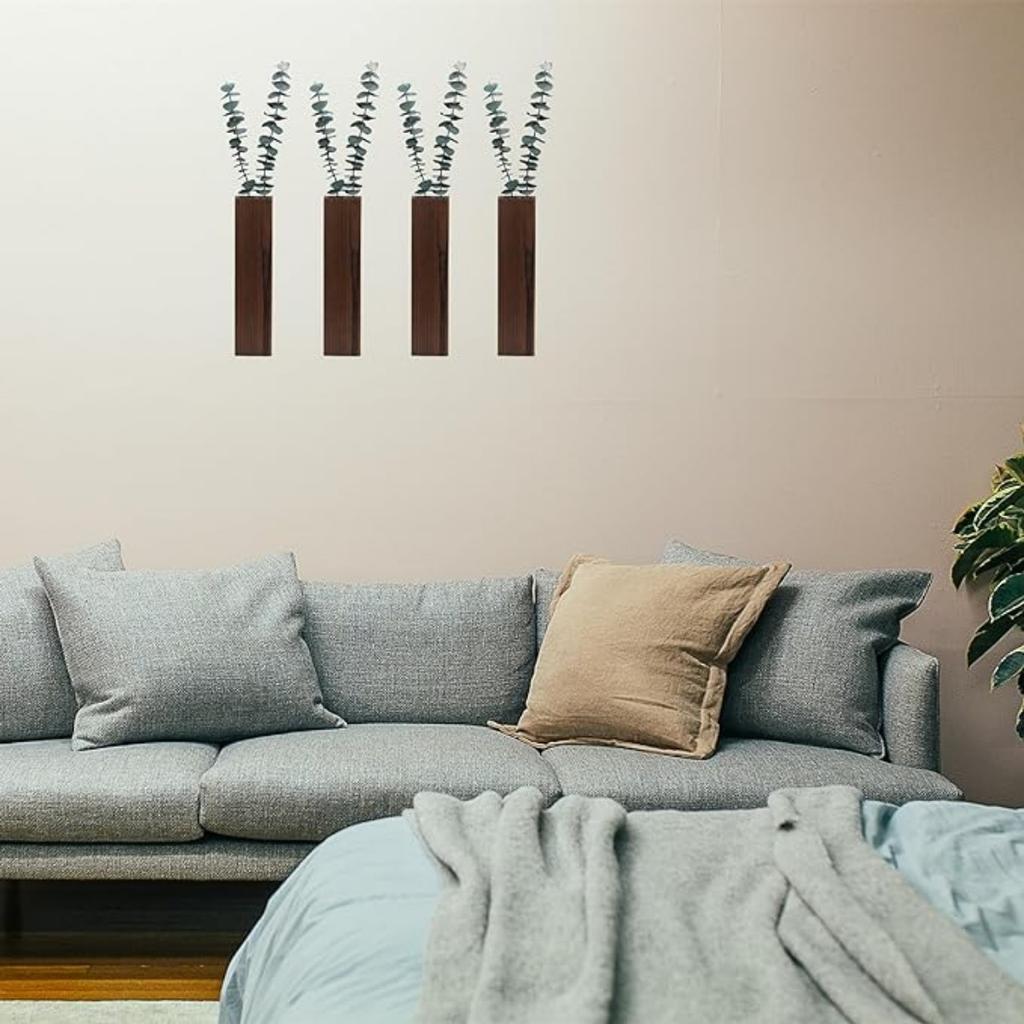 Wooden Plants Holders Wood Wall Planter Wall Decor for Artificial Flower Plants Wall Plant Pocket Vase Hanging for Living Room Bedroom Decroation