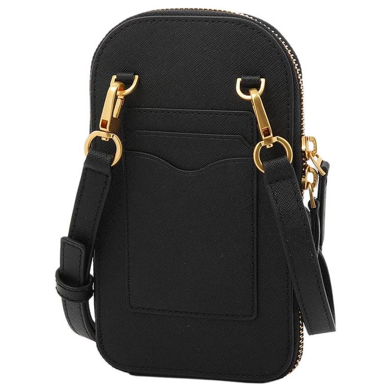 TORY BURCH Emerson Metal Logo Zipper Closure Saffiano Leather Shoulder Crossbody Mobile Phone Bag Women's Black 136096-001