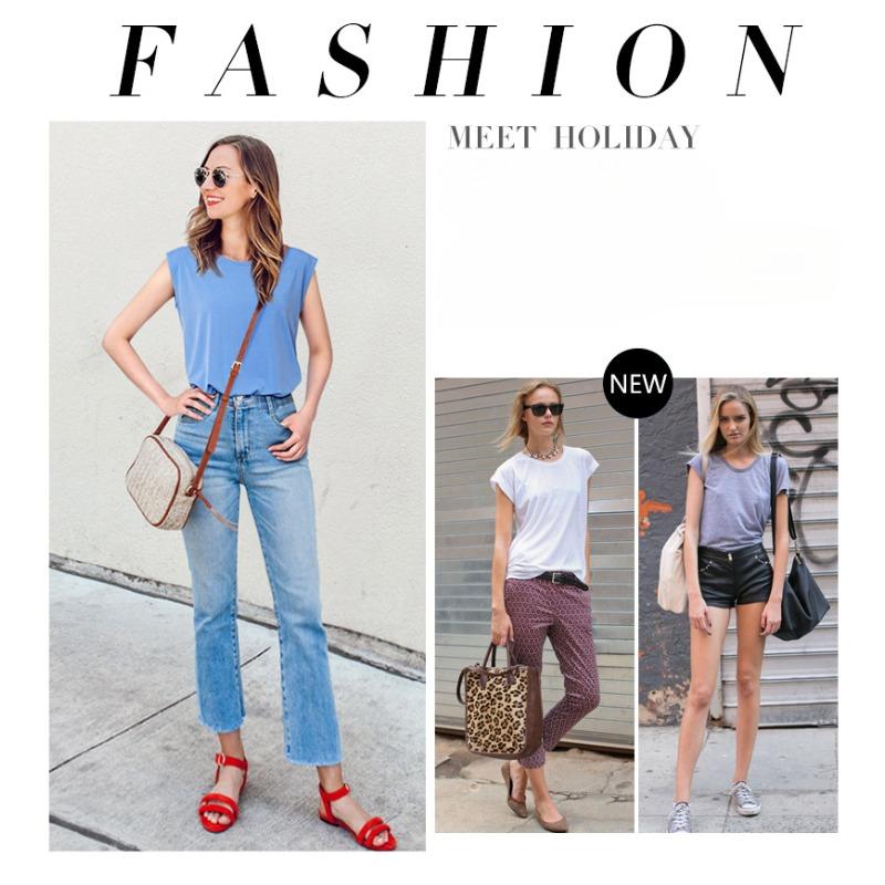 Летняя повседневная однотонная майка с круглым вырезом, классическая футболка без рукавов для женщин, базовая майка, женская модная майка, хлопковые топы, футболки