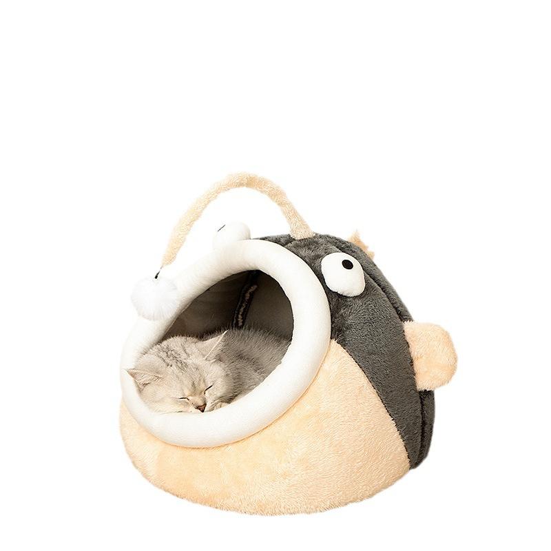 Гнездо для кошки Теплый полузакрытый домик для кошки Осенью и зимой Универсальный для всех сезонов Милая кровать для кошки Дом для собаки Кровать для собаки Товары для животных