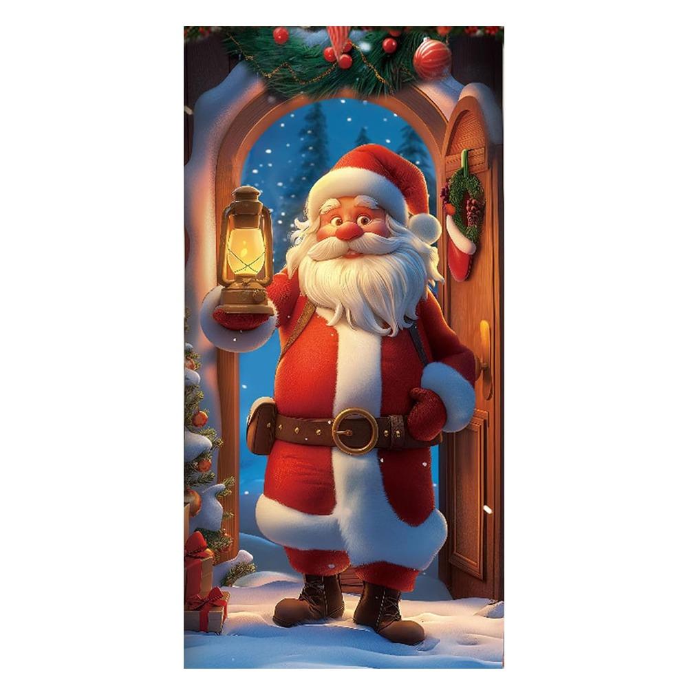 Door Hanging Christmas Door Banner Background Holiday Props Door Curtain Atmosphere Arrangement Old Man Snowman Door Banner