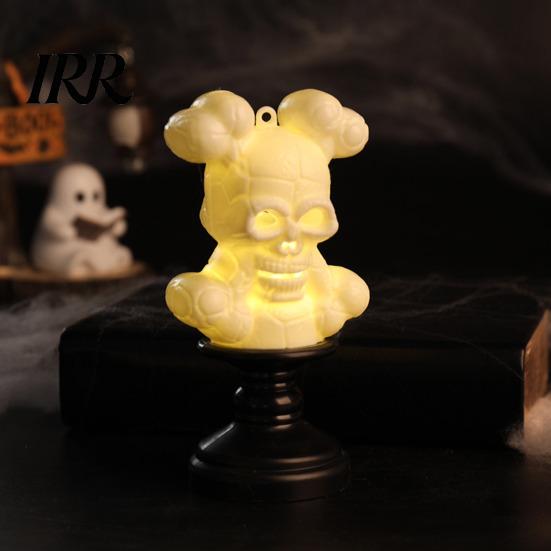 Creepy Skull Prop Halloween Night Light, LED Skeleton Decorative Candle Light for Safe Lighting Haunted House, Spooky Party Tabletop Decor,