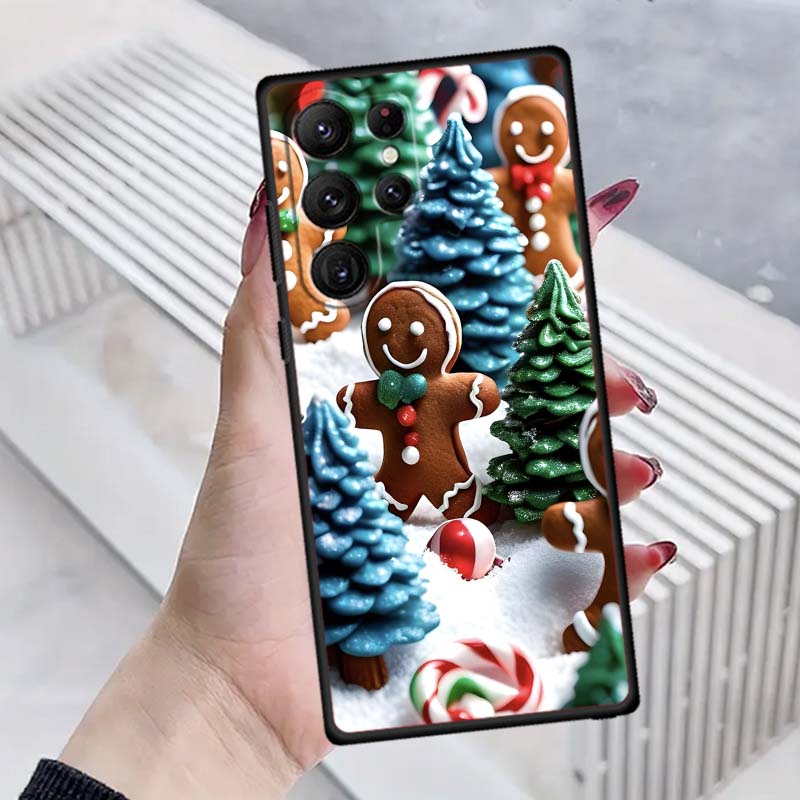 Дизайн подарочной коробки на Рождество Чехол для телефона для Samsung Galaxy S26 S25 S24 S23 S22 S21 S20 Ultra Plus FE 5G Черный Мягкий ТПУ