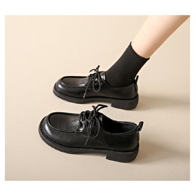 Новые женские лоферы на платформе - Кожаная обувь на шнуровке в британском стиле, увеличивающая рост, с мягкой подошвой и массивным каблуком, повседневная обувь