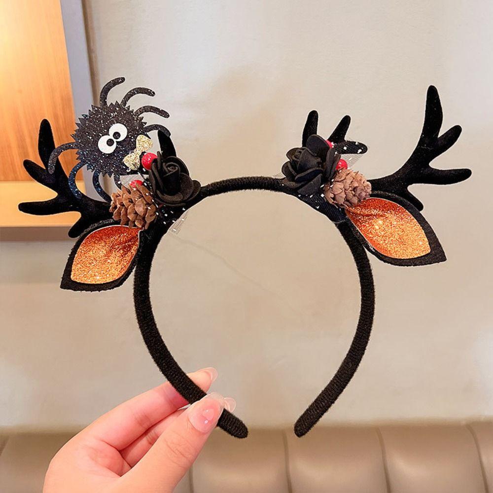 Шарик летучая мышь бант паук тыква корейский стиль повязки для волос женские обручи для волос Хэллоуин повязки на голову рога лося