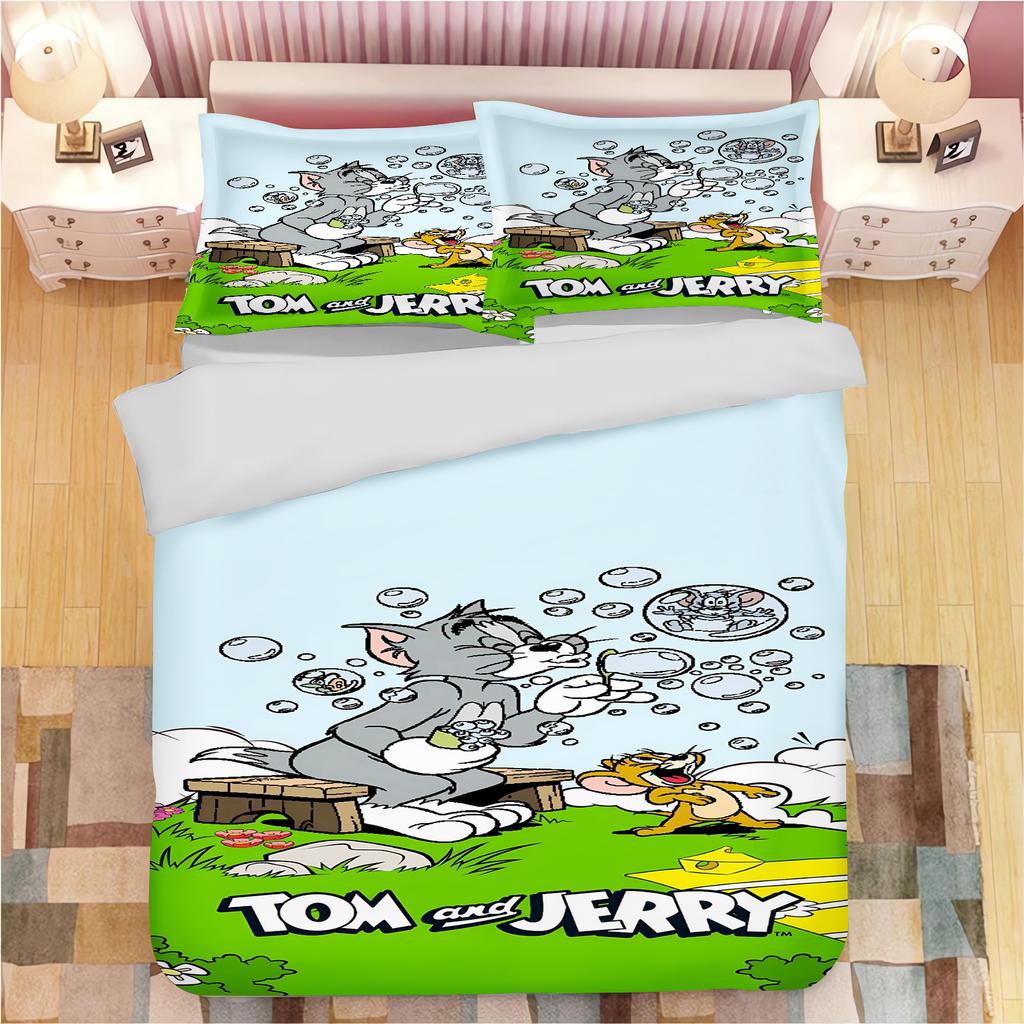 Том и Джерри Аниме Домашняя Спальня Плед Нордический полиэстер Подходит для детей и взрослых Комплект из 3 предметов