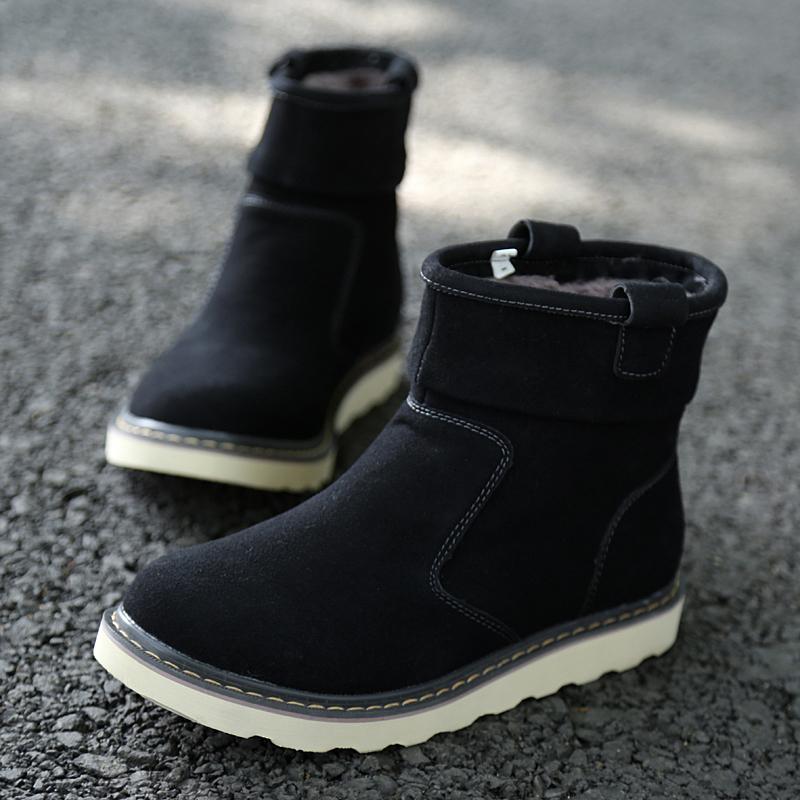 Handmade Genuine Leather Comfy Soft Lined Men Ankle Snow Boots Warm Waterproof Winter Outdoor Cold Weather Footwear