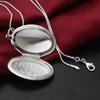 Fashion Sanke Chain Women’s Necklace Photo Locket Round Box Pendant Silver Plated