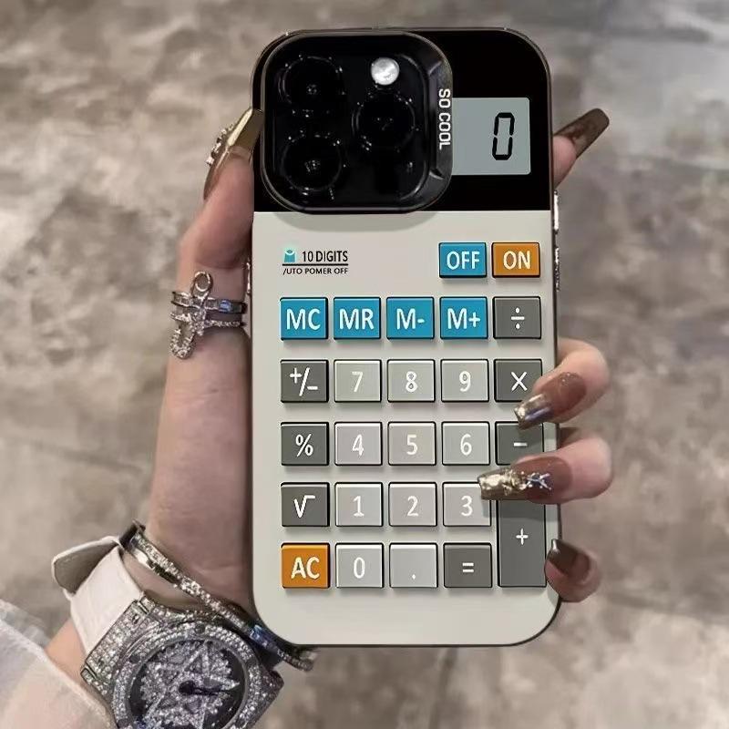 Retro Calculator Pattern Phone Case for iPhone 17 Air 16 15 14 11 Pro 13 12 Mini 8 7 Matte Laser Bumper Shockproof Hard Cover