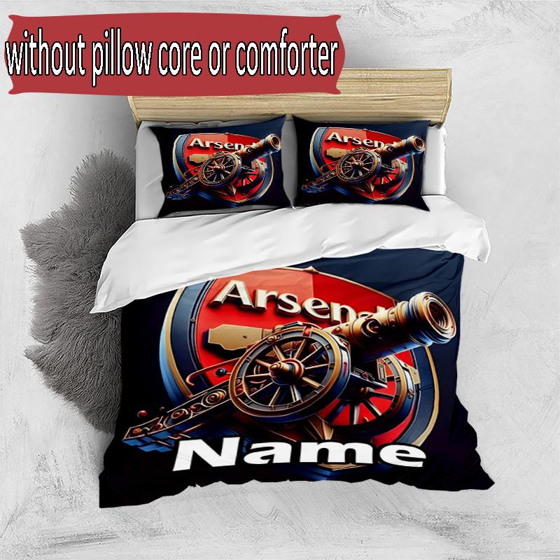 3pcs Duvet Cover Set (1*Duvet Cover + 2*Pillowcase, Without Core), Custom Name football team Pattern Bedding Set, Home Bedroom Decor Gift