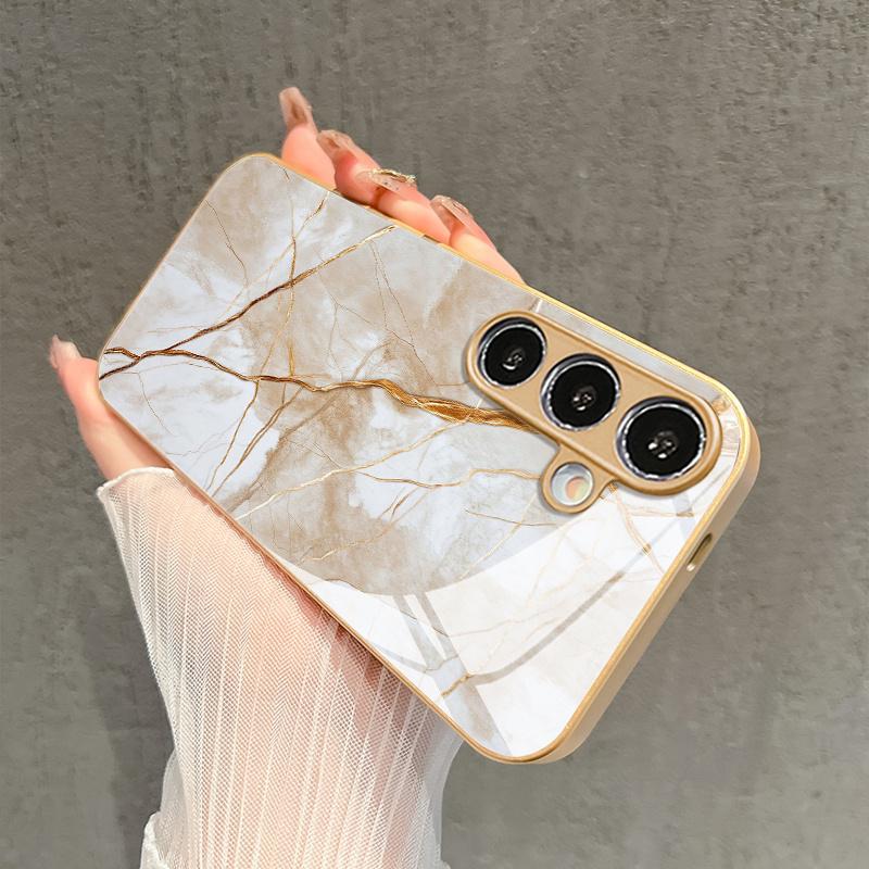 Стеклянный чехол для телефона с мраморным узором, подходит для Samsung Galaxy S26 S25 S24 S23 S22 S20 FE Ultra Plus, противоударная задняя крышка