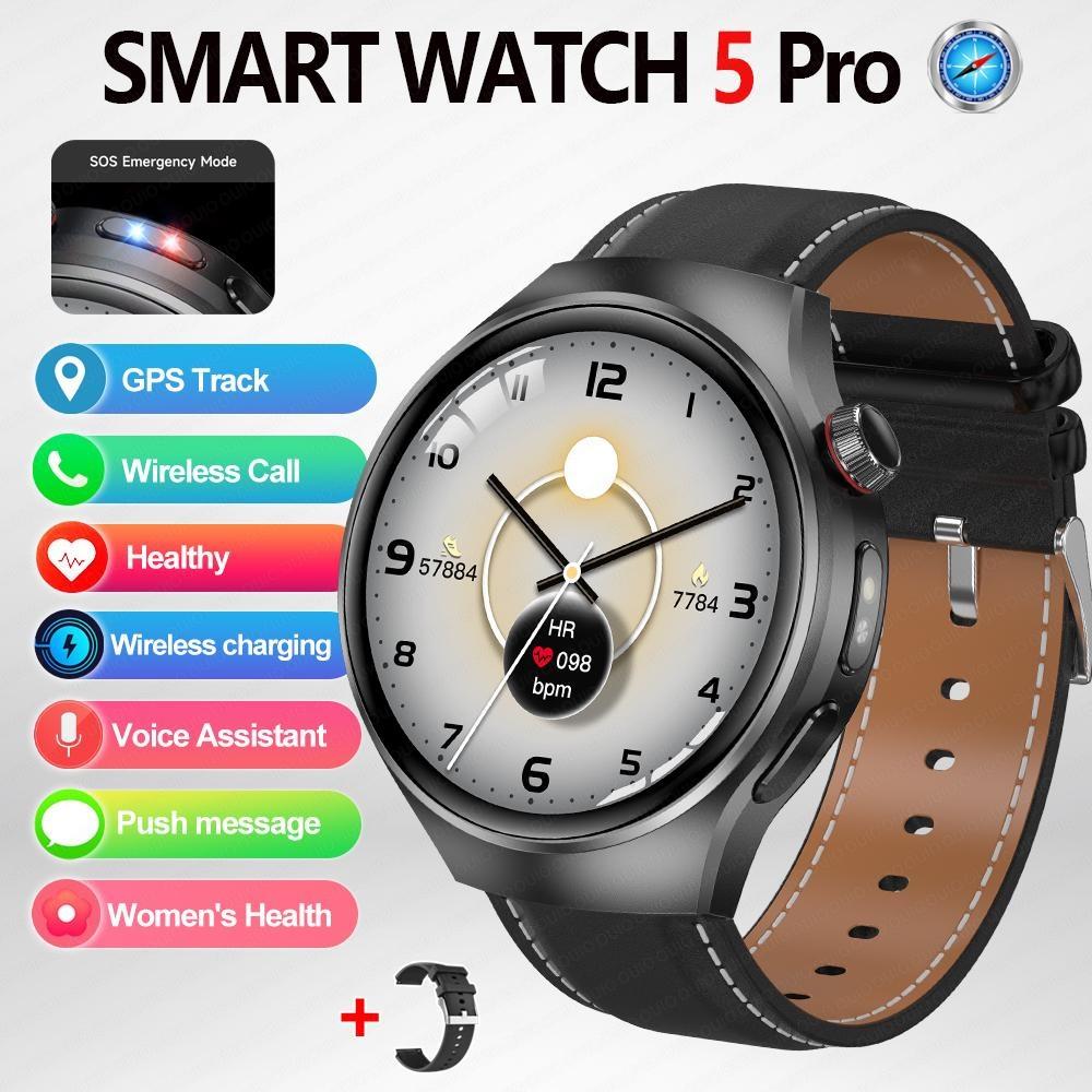 2026 Новый Watch5 Pro GPS Смарт-часы 1,53-дюймовый AMOLED HD Экран Компас Пульсометр Водонепроницаемые Множество Спортивных Режимов BT Звонки Смарт-часы