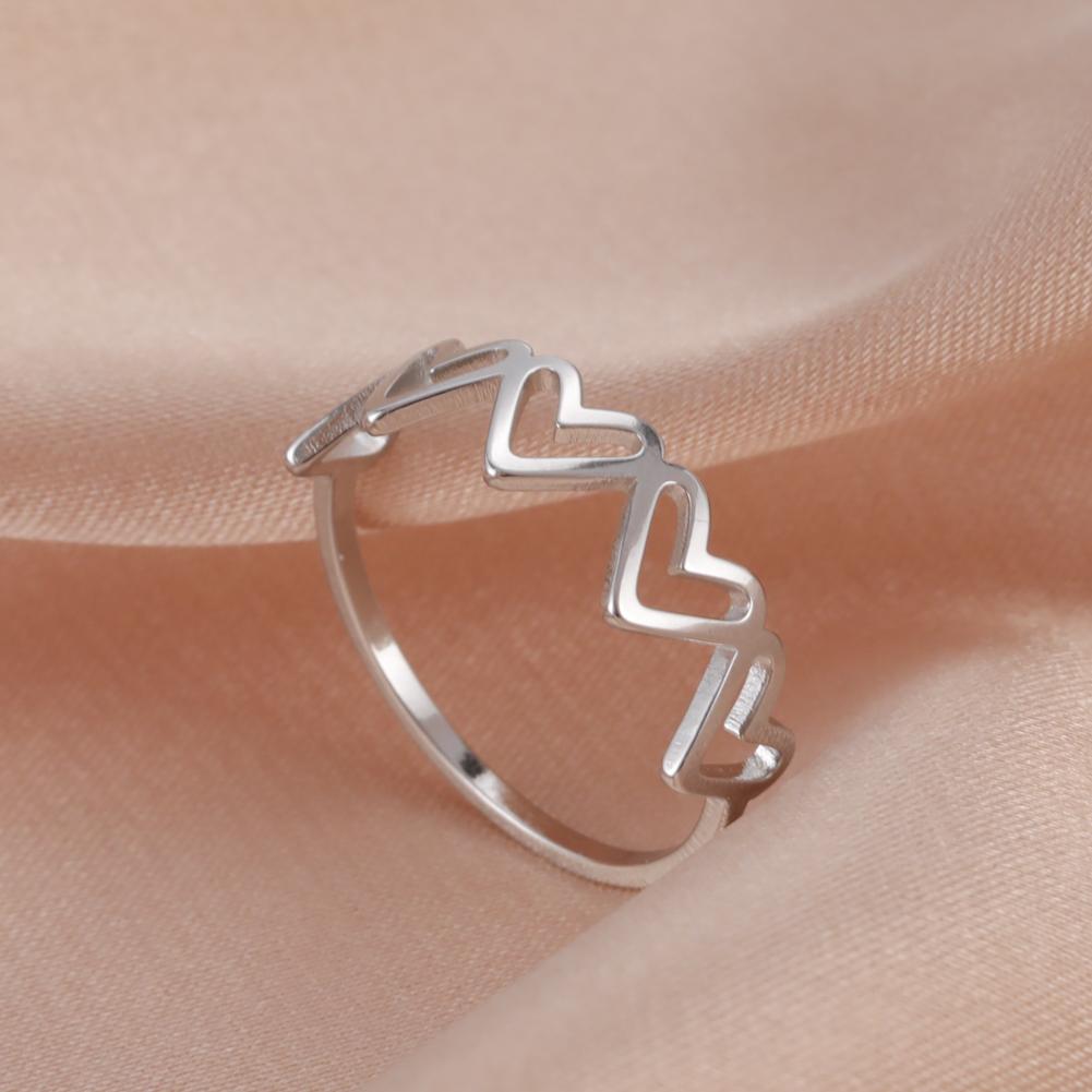 Skyrim Stainless Steel Women's Ring Simple Heart Butterfly Moon Phase Geometric Finger Rings Wedding Gift for Lover Wholesale