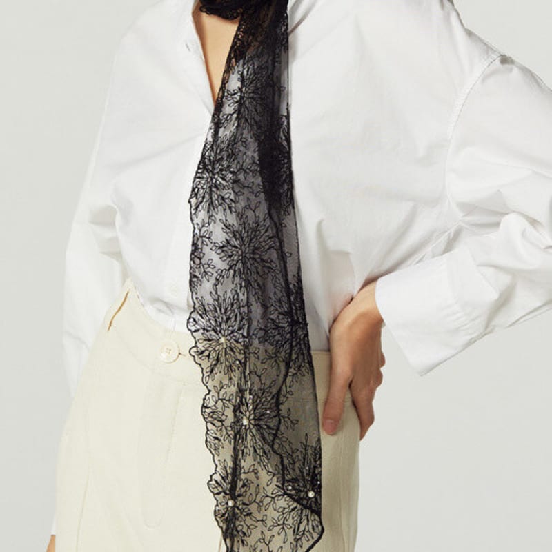 RECLOW RECLOW VIVIAN LACE Летний шарф ЧЕРНЫЙ