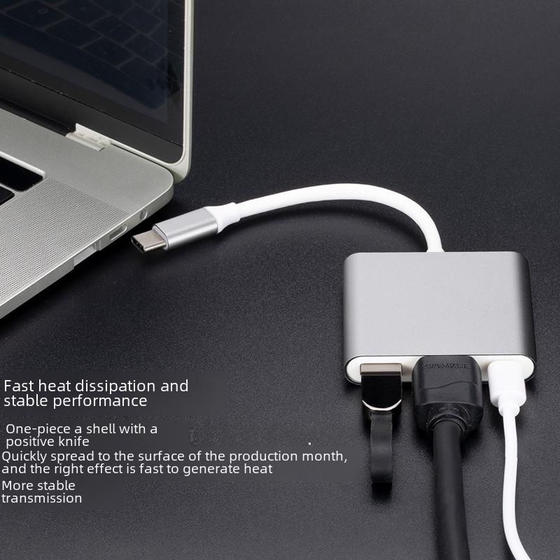 Адаптер 4K USB C Hub To HDMI, многопортовый адаптер Type C с портами USB, совместимый с ноутбуками, смартфонами и планшетами