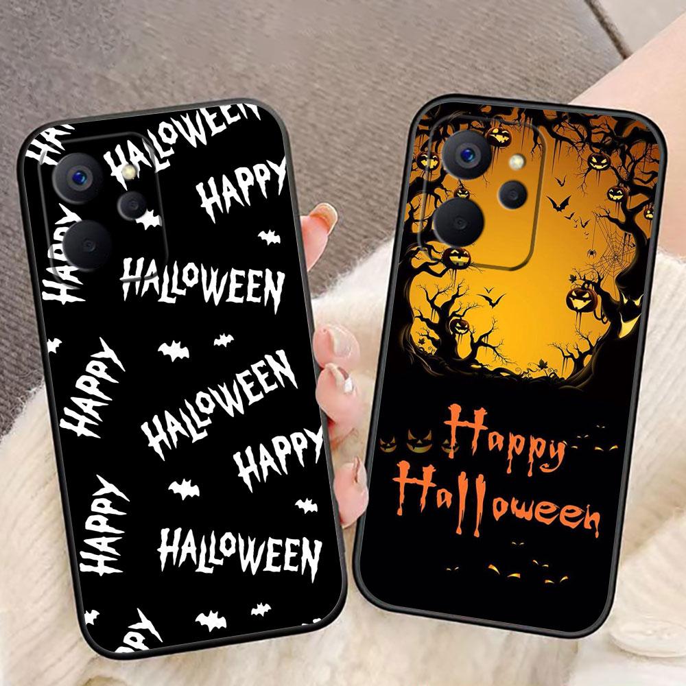 Чехол для телефона на Хэллоуин с тыквой и летучей мышью для OPPO Realme 5 15 15T 14 13 12 11 10 9 9I 8 8I 7 7I 6 Pro Plus TPU Чехол Funda Оболочка Крышка