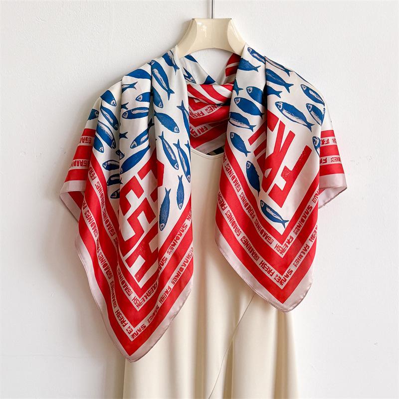 Niche literary and artistic oil painting simulation silk high-end large square scarf silk scarf printing shawl scarf sunscreen scarf headscarf scarf