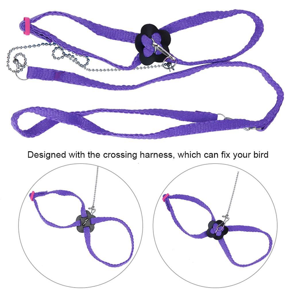 Fiber Adjustable Soft Bird Harness for Pet Parrot Outdoor Training and Playing