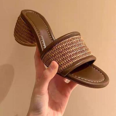 Версия из овчины новых праздничных шлепанцев с открытым носком, женские ретро-универсальные уличные крутые шлепанцы